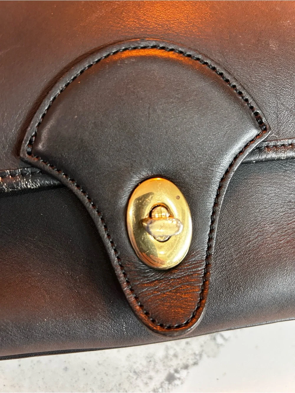 Kirkland Signature Black Leather Top-Handle Satchel with Gold-Tone Turn Lock
